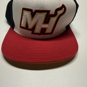 Adidas Red and White Miami Heat Logo Hat